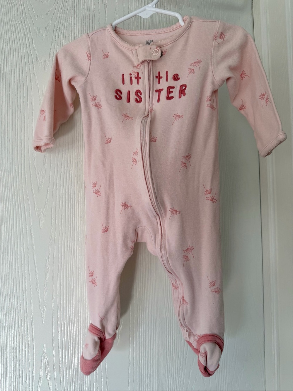 Baby Girls “Little Sister” Footie - Pink